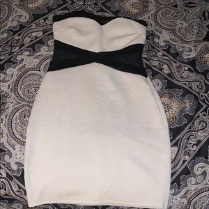 white and black mini dress